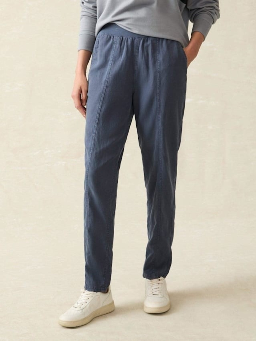 Faherty Arlie Day Pants Linen Organic Cotton Tencel Blend Pockets Navy